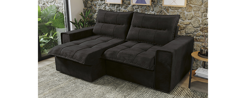 SOFA KAPPESBERG 1,9 RETRATIO E RECLINAVEL VELUDO DELUXO TITANEO