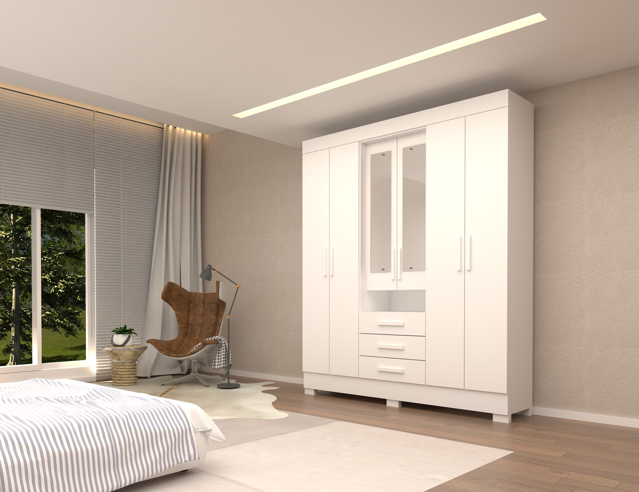 ROUPEIRO DEBORA 6 PTS E 3 GAV CAPELINHA C/ESP ACP - branco