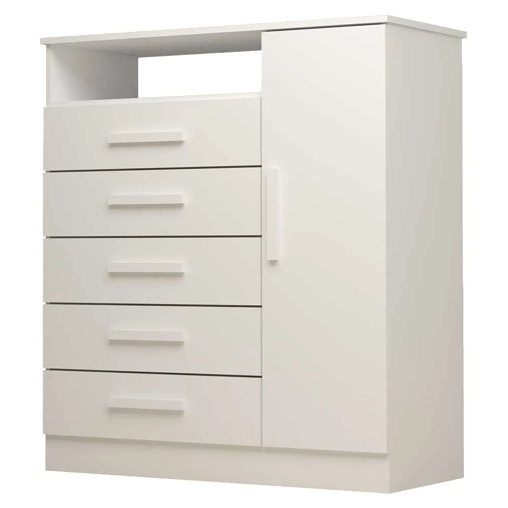 COMODA ACP MADRI 05 GAVETAS COM SAPATEIRA - BRANCO