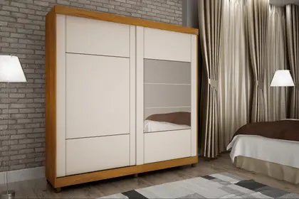 ROUPEIRO NAINE MADRI 2 PORTAS C/ ESPELHO - CINAMOMO/OFF