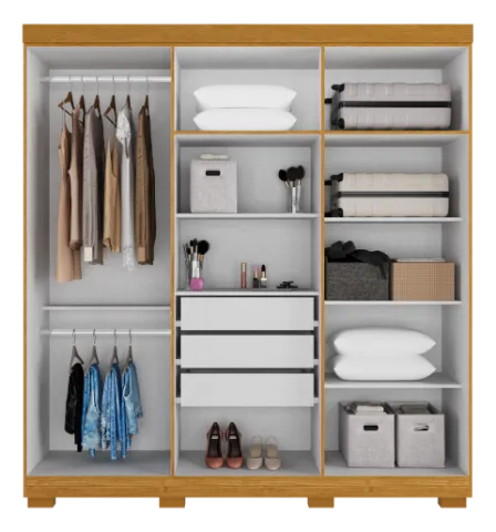 ROUPEIRO ACP AGATA 6 PORTAS 3 GAV. CINAMOMO/OFF WHITE 1990X2130X460 - Imagem 2