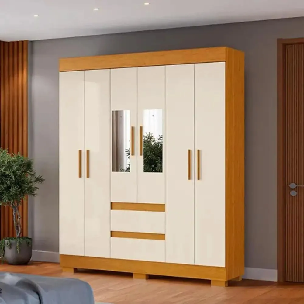 ROUPEIRO ACP MAYA MDP 6 PORTAS - CINAMOMO/OFF WHITE (180X149X40)