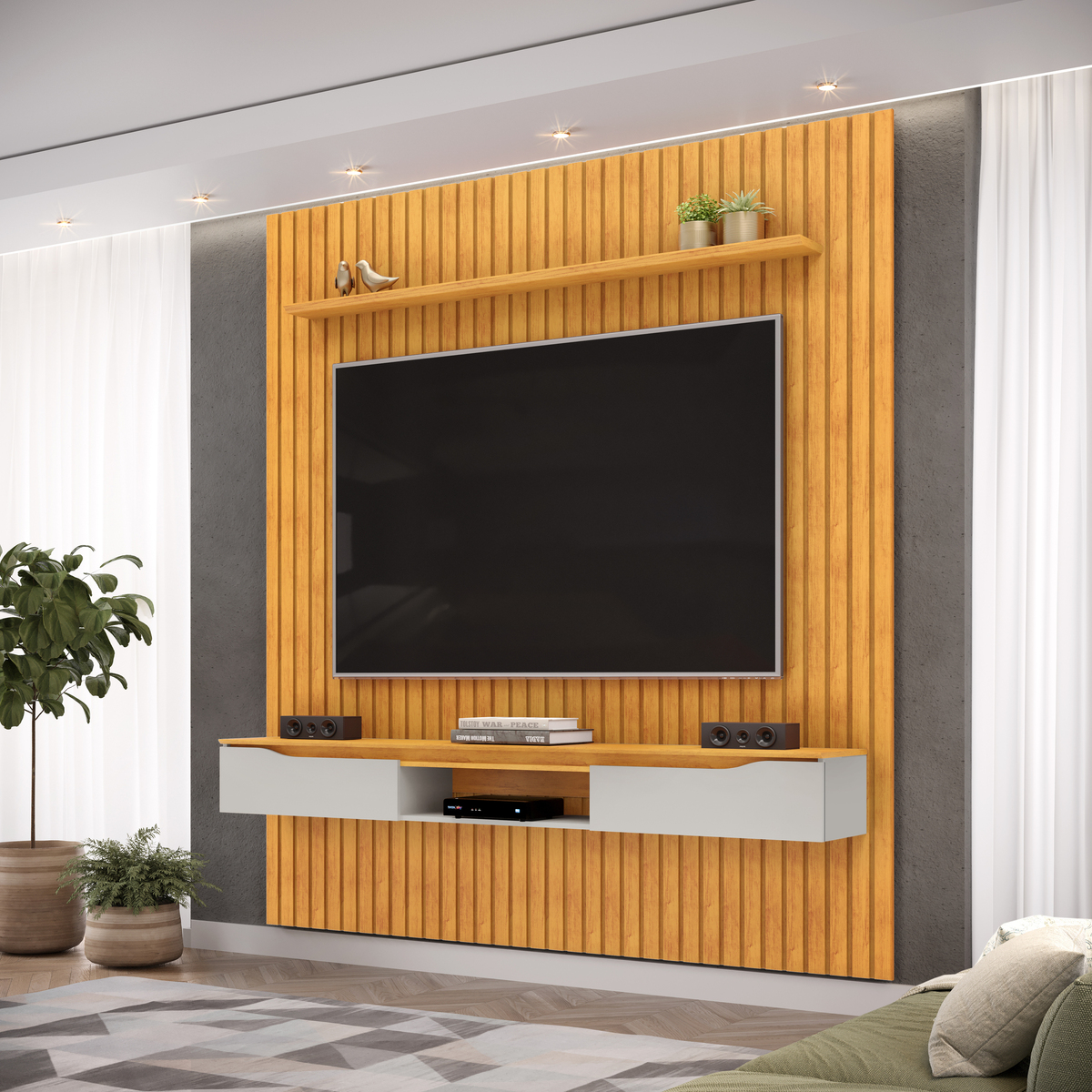 PAINEL DJ PRATIC COM BANCADA ISAC 1830X2400 BALI/CEDRO/BALI