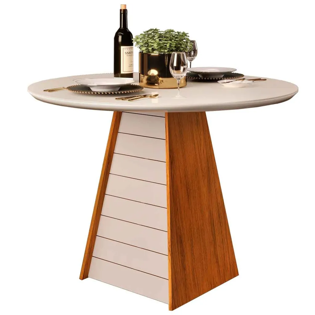 MESA DJ FLER TAMPO REDONDO CHANF. SOFT MDF/VD DJ MOVEIS - FREIJO/OFF WHITE