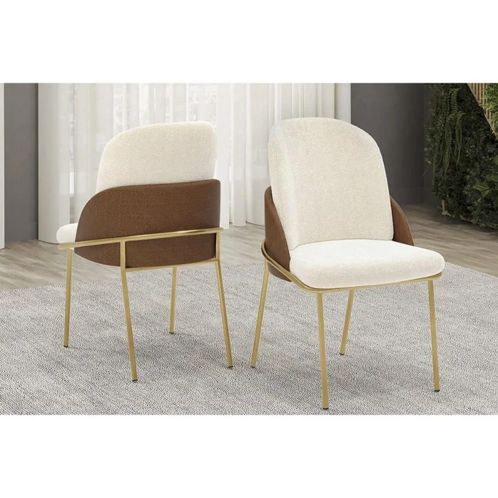 CADEIRA DJ MOVEIS VITTA (02 UND.) DOURADO/TERRACOTA/BOUCLE PEROLA