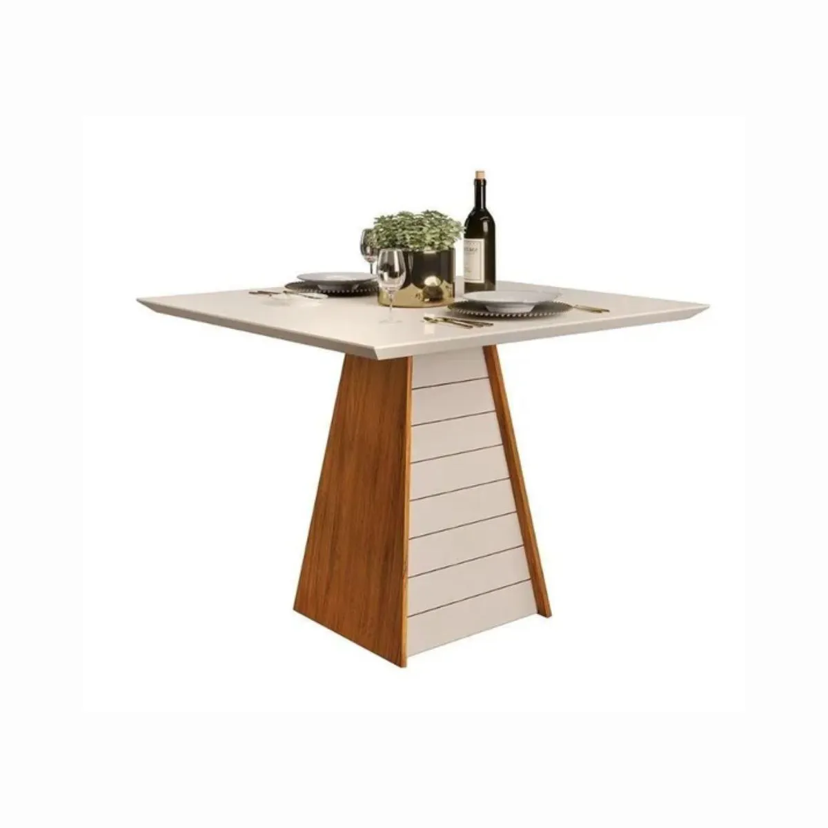 MESA FLER TAMPO QUADRADO CHANF. SOFT MDF/VD DJ MOVEIS - FREIJO/OFF WHITE