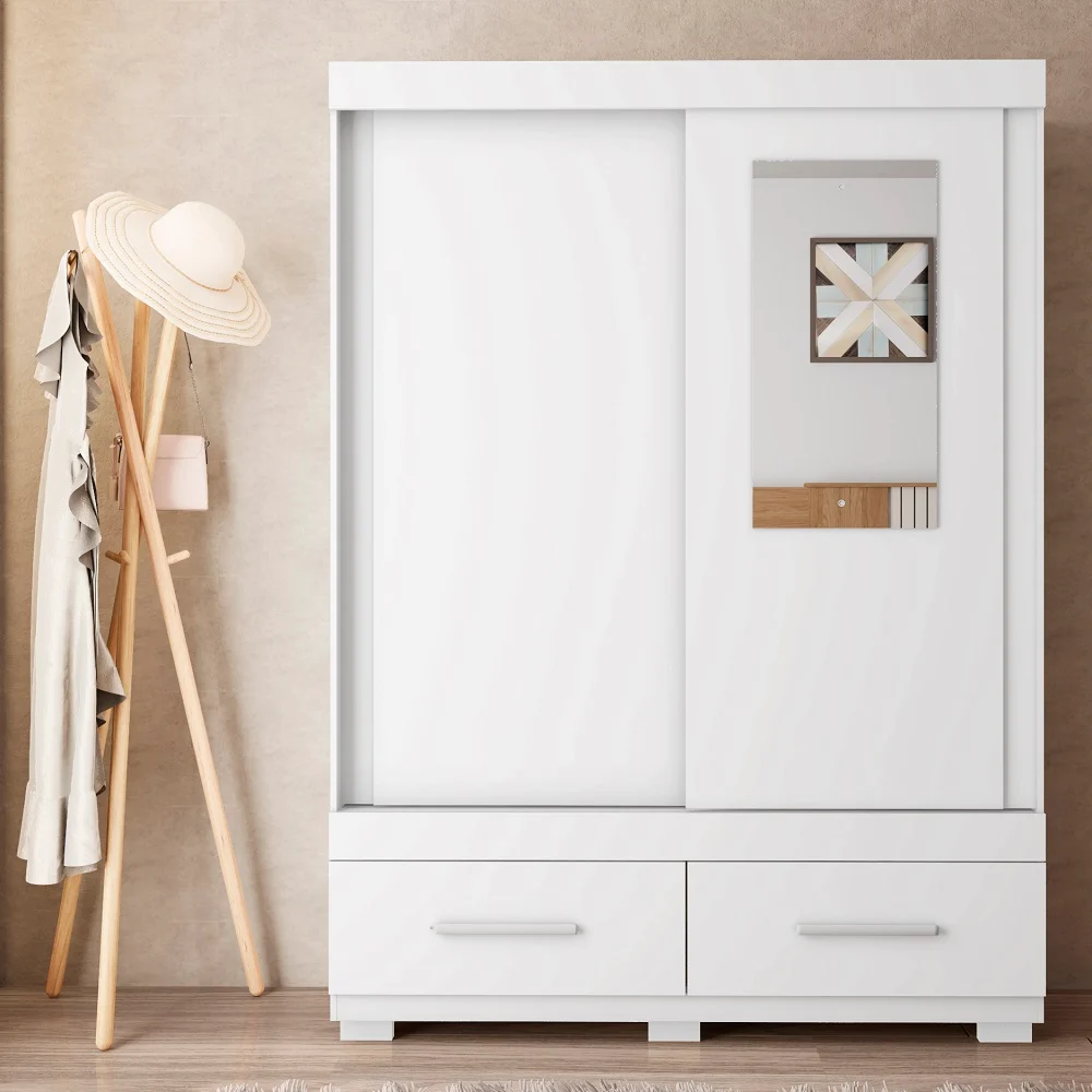 ROUPEIRO CAEMMUN SERENO 1.3 C/ 2 PORTAS DE CORRER C/ESP E 2 GVTS BRANCO (L.A.P. 136X187X46MM)